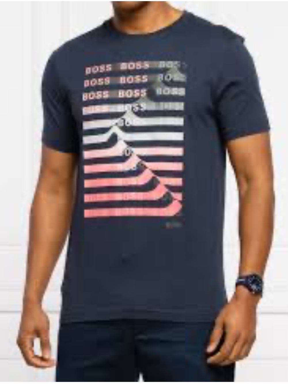 Hugo Boss Navy Blue Graphic Logo Shirt